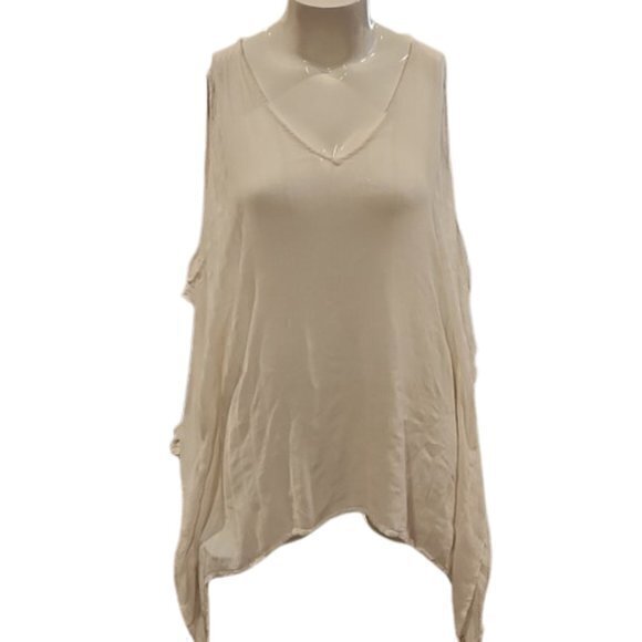 [Kenneth Cole] White V-Neck Hi Low Cover Up - Size L/XL - Picture 1 of 8